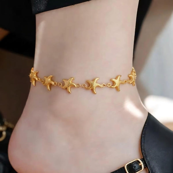 Gold Starfish Link Chain Anklet