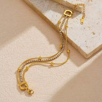 Triple Layer Crystal Snake Chain Bracelet - view 2