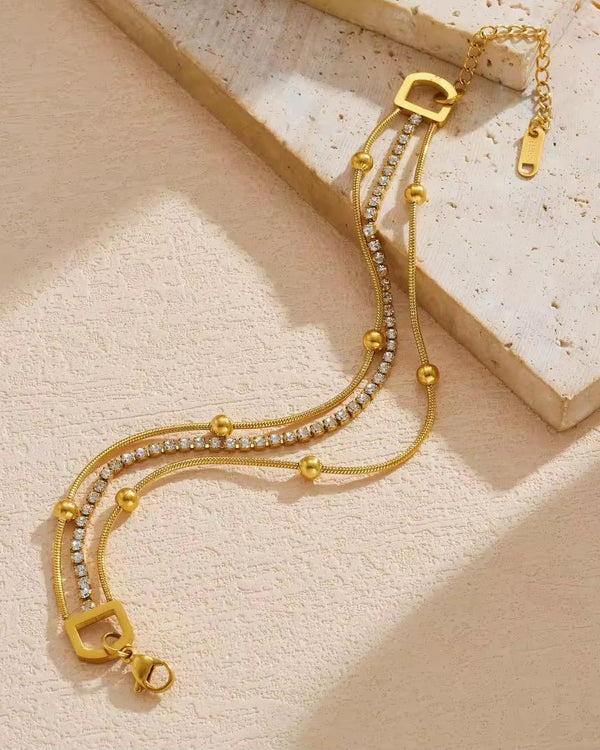 Triple Layer Crystal Snake Chain Bracelet
