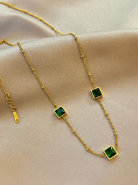 Triple Square Crystal Station Necklace - view 1