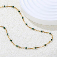 Emerald Bead Station Chain Necklace - view 2