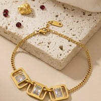 Linked Square Frame Baguette Crystal Bracelet - view 2