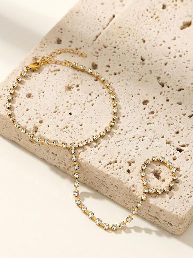 Full Crystal Tennis Hand Chain Ringlet