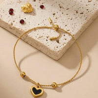 Enamel Heart Jewelry Set — Black - view 2