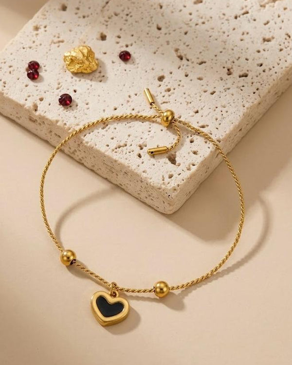 Enamel Heart Jewelry Set — Black