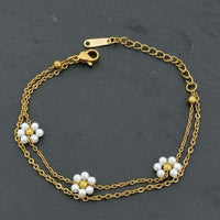 Double Layer Pearl Flower Cluster Station Bracelet - view 3