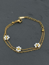 Double Layer Pearl Flower Cluster Station Bracelet - view 3