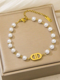 Pearl Chain Anchor Bracelet - view 2