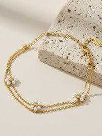 Double Layer Pearl Flower Cluster Station Bracelet - view 2