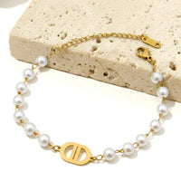 Pearl Chain Anchor Bracelet - view 2