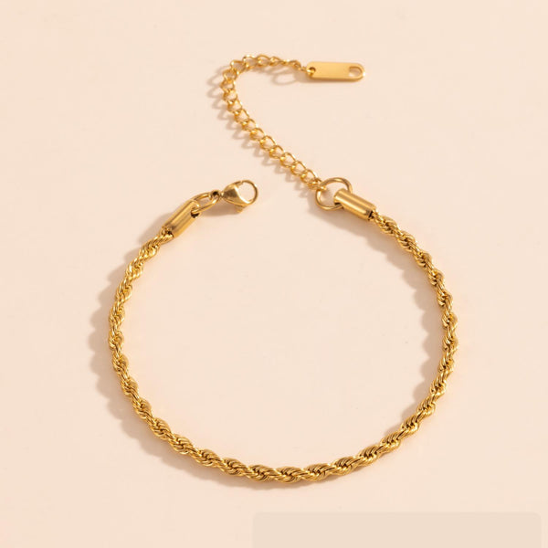 Gold Twisted Rope Chain Bracelet