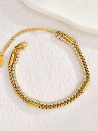 Double Layer Crystal Tennis & Box Chain Bracelet - view 1