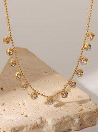 Dangling Crystal Charm Bead Chain Necklace - view 2