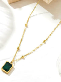 Gemstone Square Pendant Necklace - view 3