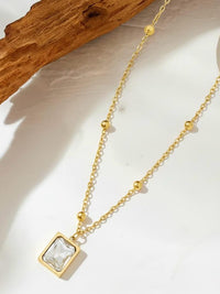 Gemstone Square Pendant Necklace - view 2