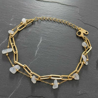 Moonstone Chip Double Chain Bracelet - view 2