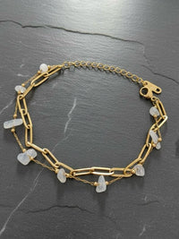 Moonstone Chip Double Chain Bracelet - view 2
