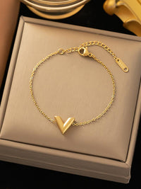 Chunky Gold V-Shape Bracelet - view 2
