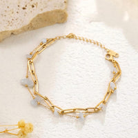Moonstone Chip Double Chain Bracelet - view 1