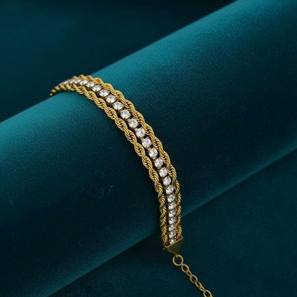 Crystal Tennis & Double Rope Chain Bracelet