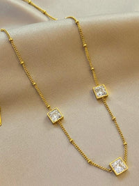 Triple Square Crystal Station Necklace - view 2