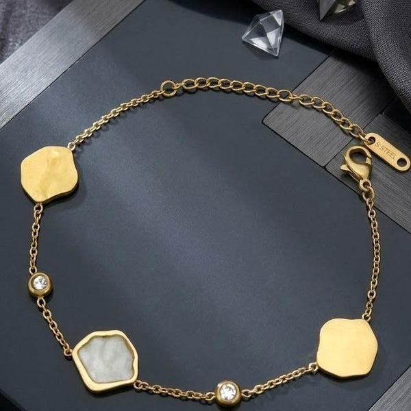 Mixed Station Gold Nugget & Pearl Crystal Bracelet