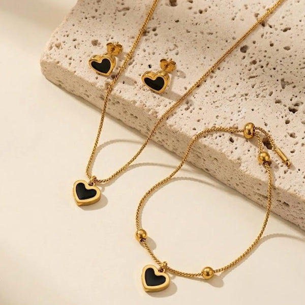 Enamel Heart Jewelry Set