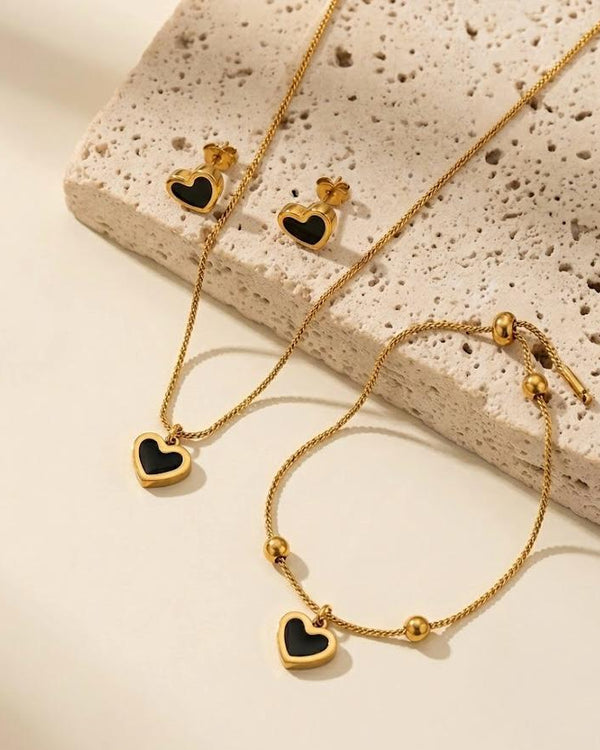 Enamel Heart Jewelry Set