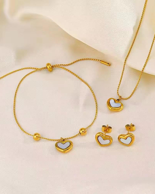 Enamel Heart Jewelry Set