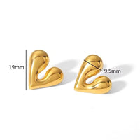 Chunky Bold Heart Stud Earrings - view 4