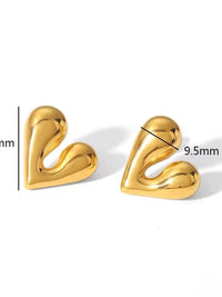 Chunky Bold Heart Stud Earrings - view 2