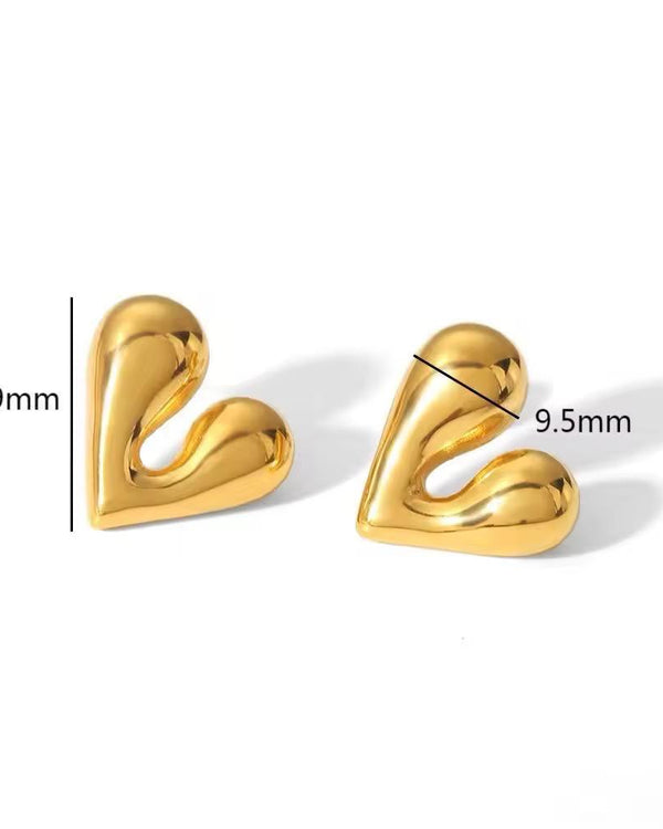 Chunky Bold Heart Stud Earrings