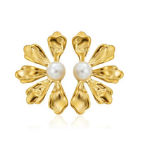 Pearl Bloom Flower Stud Earrings - view 1