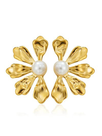 Pearl Bloom Flower Stud Earrings - view 1