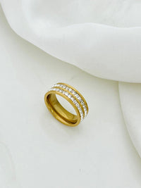 Double Row Crystal Band Ring - view 4