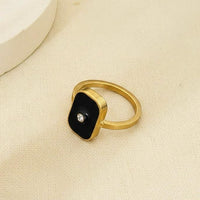 Black Enamel Signet Ring - view 5