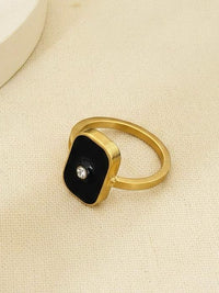 Black Enamel Signet Ring - view 3