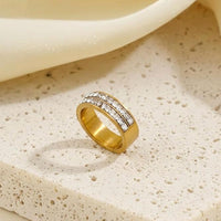 Double Row Crystal Band Ring - view 3