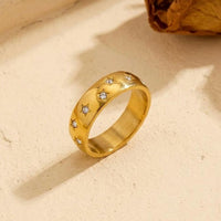 Star Studded Gold Band Ring - view 3