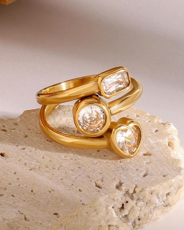 Triple Stone Open Ring