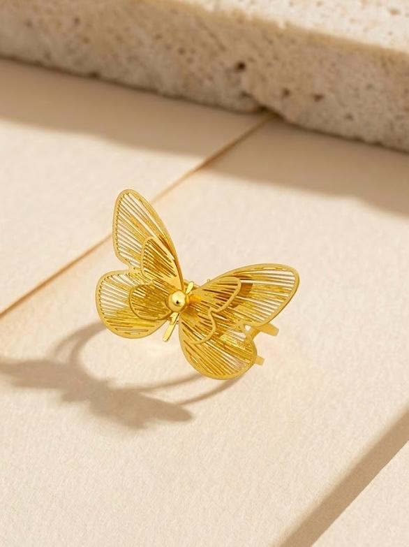 Gold Butterfly Ring - 18K Gold Plated Stainless Steel Jewelry