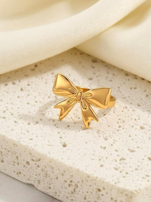 Gold Bow Ring - 18K gold-plated stainless steel jewelry
