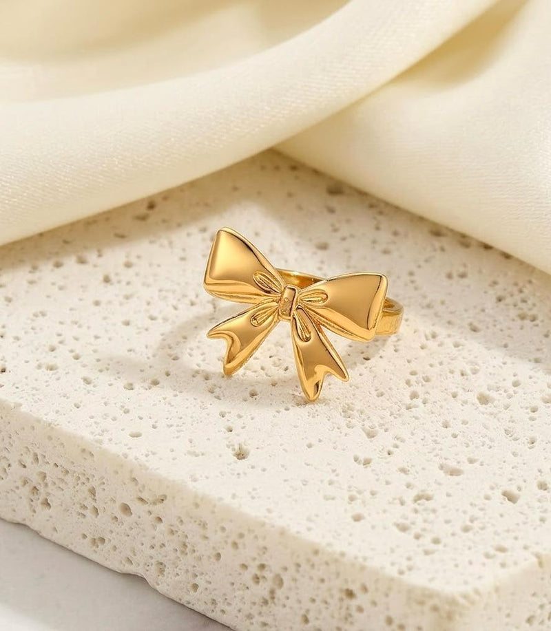 Gold Bow Ring - 18K Gold Plated Stainless Steel Jewelry