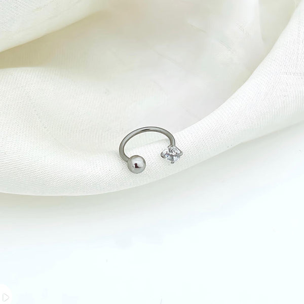 Crystal Ball Nose Ring - Silver