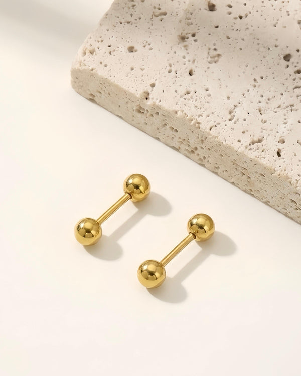 Double Ball Barbell Stud Earrings