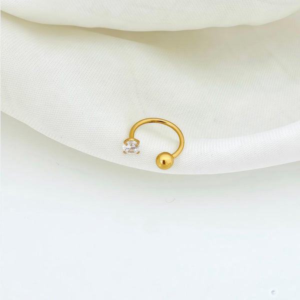 Crystal Ball Nose Ring - Gold