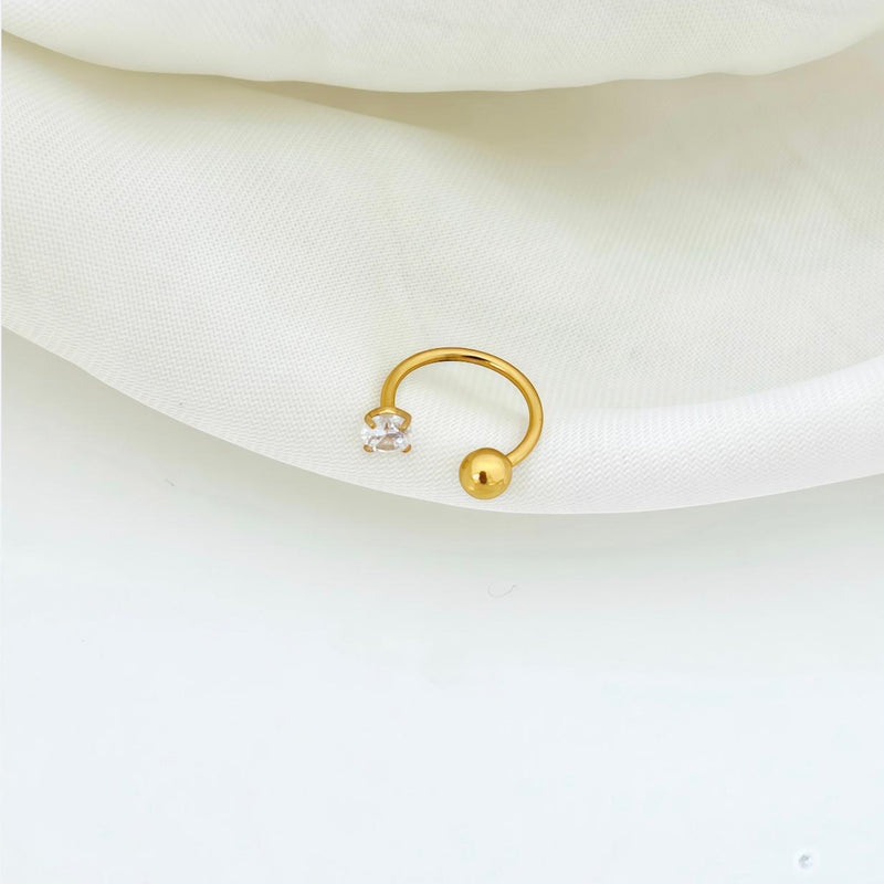 Crystal Ball Nose Ring - Gold - 18K Gold Plated Stainless Steel Jewelry