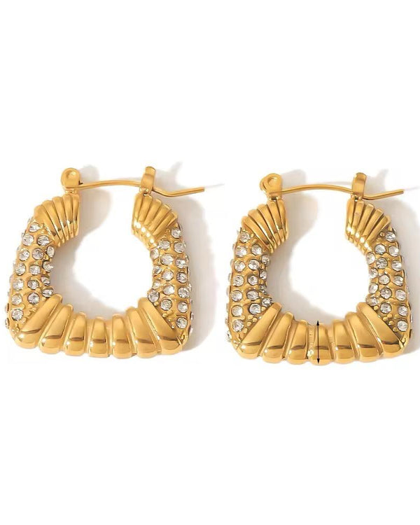 Pavé Crystal Square Hoop Earrings