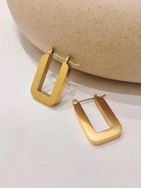 Chunky Rectangle Hoop Earrings - view 4