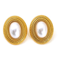 Vintage Oval Pearl Stud Earrings - view 1